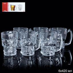 Кружка 6 штук 420 мл Череп / KL-S100 /уп 6/