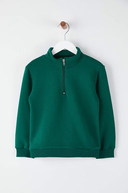 Lacivert Pamuklu Duz/Basic Dik Yaka Regular Orme Erkek Cocuk Sweatshirt TKDAW26SW00008 - Trendyolmilla фото 12