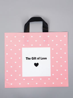 Цена за 50 шт. Пакет с петлевой ручкой "Подарок любви" 35 х 30 х 8, см, 60 мкм