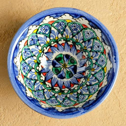 Набор чайный Риштанская керамика, 4 предмета: чайник 700 мл, 2 пиалы d=9.5 см, тарелка d=17 см, синий