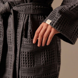 Халат вафельный женский SL HOME: Chess «Гри Сандре», размер XL, хлопок 100%, тёмно-серый