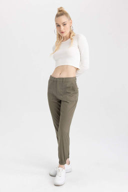 Брюки Jogger стандартной посадки из габардина длиной до щиколотки, 100% хлопок