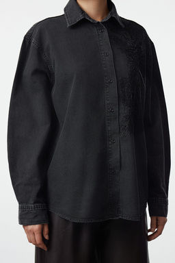 TRENDYOLMILLA Siyah Dantel Detayl? Denim Gomlek TWOAW25GO00080  фото 4