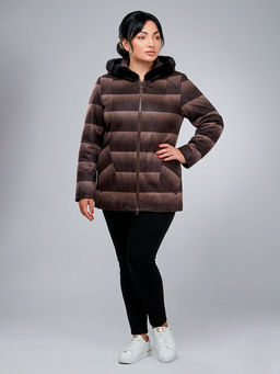 Куртка женская демисезонная стильная с отделкой норкой