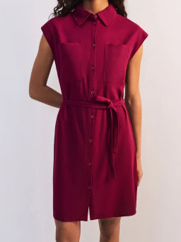 Льняное платье-рубашка с поясом ZR2605012907-91 / Zarina