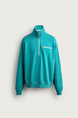 SUDADERA CUELLO CREMALLERA CONTRASTE / Verde claro - Zara фото 7
