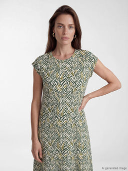 Bisiklet Yaka Desenli A Kesim Elbise