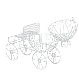 Миниатюра садовая Blumentag MET-099 Карета металл 18 х 19.5 см 01 Белый