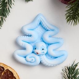 Фигурное мыло Змейка Ёлочка синяя на белом, 40гр