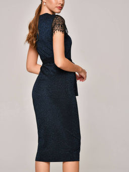 CONTE Прилегающее платье из мерцающей вискозы с кружевом LPL 1159 black-blue black-blue