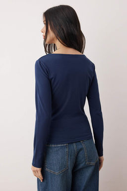 Trendyolmilla Siyah-Ekru Ikili Paket Kay?k Yaka Fitted/Vucuda Oturan Orme Bluz TWOAW25BZ00062  фото 9
