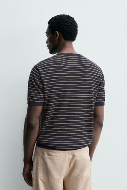 CAMISETA PUNTO LINO - ALGOD?N RAYAS / Marino