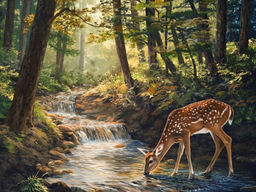 Вышивка крестиком 40х50см, Олень в лесу