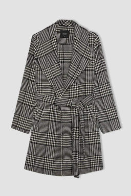 Пальто каше стандартного кроя с клетчатым узором - Defacto фото 7