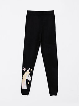 Beli Lastikli Desenli K?z ?ocuk Triko Tayt