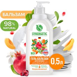 Гель-бальзам для мытья посуды SYNERGETIC Сочный гранат и абрикос, 0,5 л