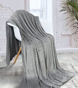 Покрывало-плед Бабблз СИЛЬВЕР фланель-микрофибра с тиснением 150*200 см.