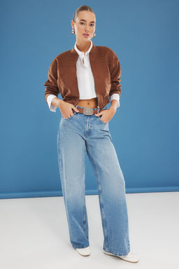TRENDYOLMILLA Tas Oversize Suet Bomber Ceket Mont TWOSS24MO00048  фото 2