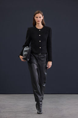 Trendyol Studio Siyah Gumus Aksesuarl? Dokuma Tuvit Ceket TWOAW26CE00079 - Trendyolmilla фото 3