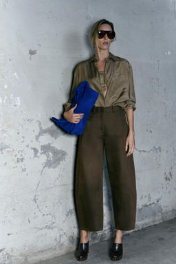 ZW COLLECTION HERRINGBONE WIDE-LEG TROUSERS