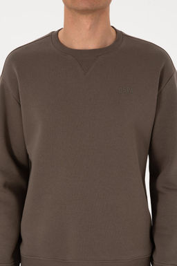 Erkek Vizon Basic Sweatshirt
