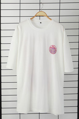 TRENDYOL MAN Buyuk Beden Ekru Unisex Oversize/Genis Kesim Etnik S?rt Bask?l? %100 Pamuk T-shirt TMNSS25BF00019 - Trendyolmilla фото 4