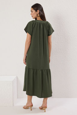 Haki Duz Midi Dokuma Elbise TWOSS25EL00629 - Trendyolmilla фото 4