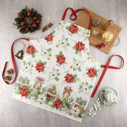 Фартук Этель Christmas red flowers 60х70см, 100% хл, саржа 190 гр/м2