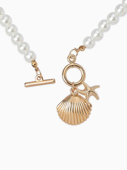 Набор 2 предмета: бусы. браслет «Жемчуг. Ракушка вонголе», L=18/42 см, №8, белый в золоте