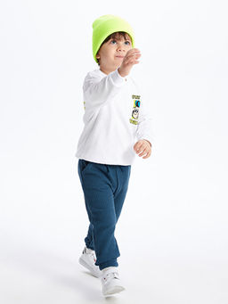 Bisiklet Yaka Uzun Kollu Bask?l? Erkek Bebek Sweatshirt