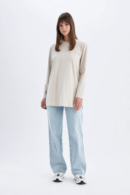 Туника-футболка с длинными рукавами стандартного кроя - Defacto фото 2