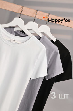 Женская базовая футболка из хлопка 3 шт. Happyfox  фото 51