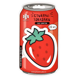 Стикеры-закладки пластиковые, 90х120 мм, 25 шт., арт. 65192 / 48 КЛУБНИКА (материал: пластик цвет: к