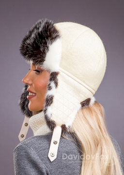 Ушанка норка трикотаж долматин