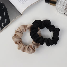 Цена за 3 шт. Резинки для волос QF «Орбита», набор 2 шт., классик, 8 см, чёрные, бежевые