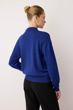 Wardrobe Essentials Saks Merserize Gorunumlu Polo Yaka Triko Kazak|TWOAW26KZ00042 - Trendyolmilla фото 4