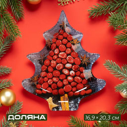 Блюдо сервировочное Доляна «Ёлочка. Новый год», 16.9×20.3 см, стекло