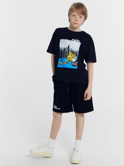 Шорты для мальчиков черные с печатью - Mark formelle фото 4