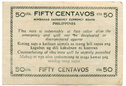 Банкнота 50 сентаво 1944 года Филиппины (Минданао, Администрация США)