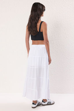 Trendyolmilla Beyaz Fiyonk Detayl? A -line Kal?p Volanl? Maxi Boy Etek TWOSS25ET00090  фото 4