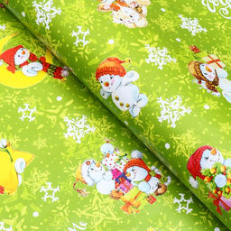 Цена за 10 шт. Бумага упаковочная новогодняя глянцевая Снеговики, 70?100 см