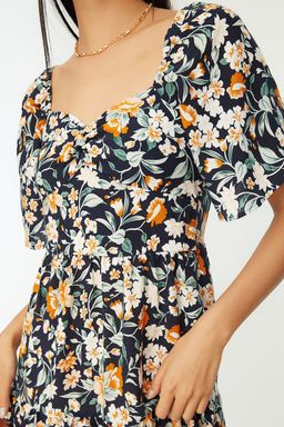 TRENDYOLMILLA Mor A Kesim Balon Kollu Cicek Desenli Midi Dokuma Elbise TWOSS20EL2323  фото 12