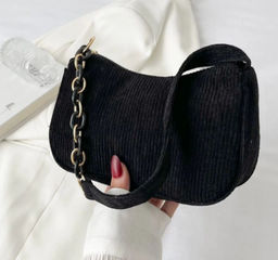 Сумка женская текстиль LIU-03 (багет) -mpl,  1 отд  вельвет черный  254099 - Rst фото 6