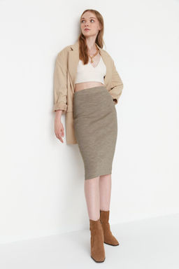 TRENDYOLMILLA Siyah Midi Kalem Triko Etek TWOAW20DU0006  фото 3