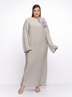 Серое платье с люрексом PP51727GRY24