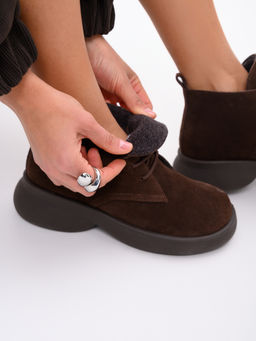 Ботинки EDART 308.927br.Коричневая замша+коричневый/байка