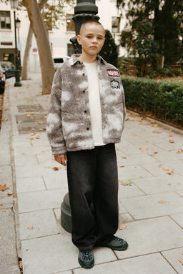 TIE-DYE FAUX SHEARLING OVERSHIRT WITH PATCHES - Zara фото 10