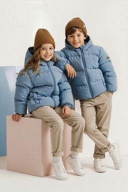 Lacivert Duz/Basic Kal?n Kapusonlu Regular Unisex Cocuk Mont TKDAW26MO00014 - Trendyolmilla фото 7