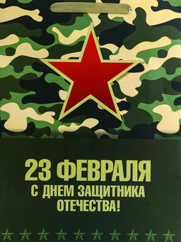 Пакет подарочный вертикальный С Днём защитника Отечества!, L 31?40?12 см - UPAK LAND фото 3