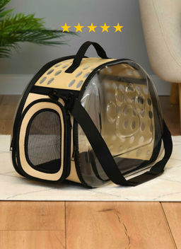 ВВА Сумка-переноска для животных складная прозрачная, 45*25*33 см., серая PS001